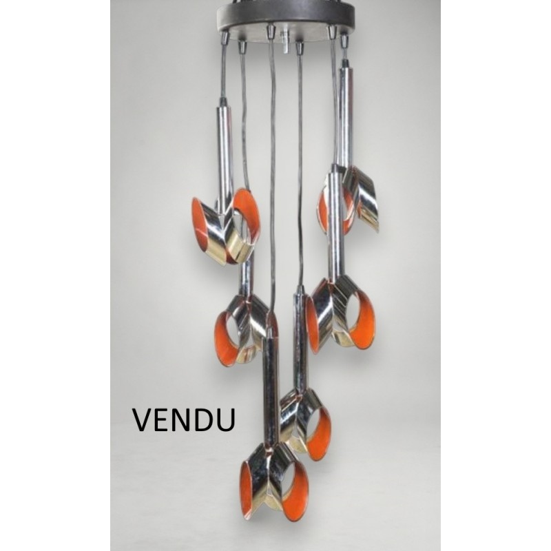 Suspension Métal Chromé 6 lampes